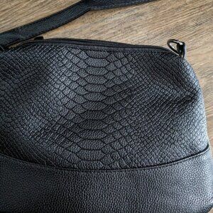 Women's Black Leather-like crossbody handbag